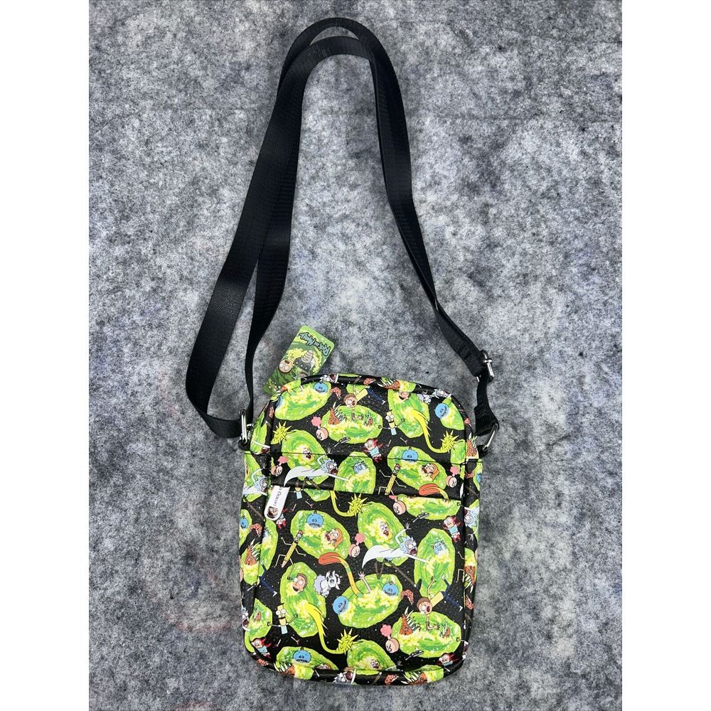 Rick And Morty Adult Swim Buckle Down Crossbody Shoulder Bag Cartoon Neon NWT - Picture 2 of 5